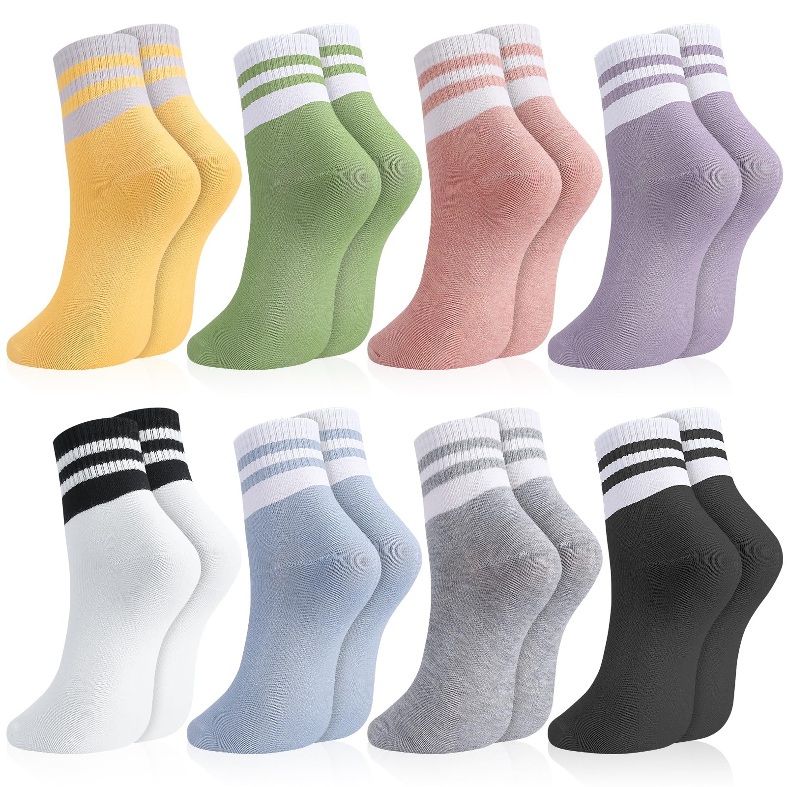 Zuimei 8 Pairs Woman's Socks, Colourful Sports Gym Leisure Crop Socks Casual Socks Ankle Cotton Liners Socks Athletic Socks Multipack