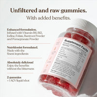 Apple Cider Vinegar Gummies with The Mother 1000mg | Enhanced with Vitamin B12 & Folic Acid | 60 Vegan ACV Capsules with Pomegranate & Beetroot Powder | Natural Ingredients by Free Soul